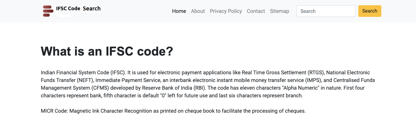 Search IFSC/MICR Code